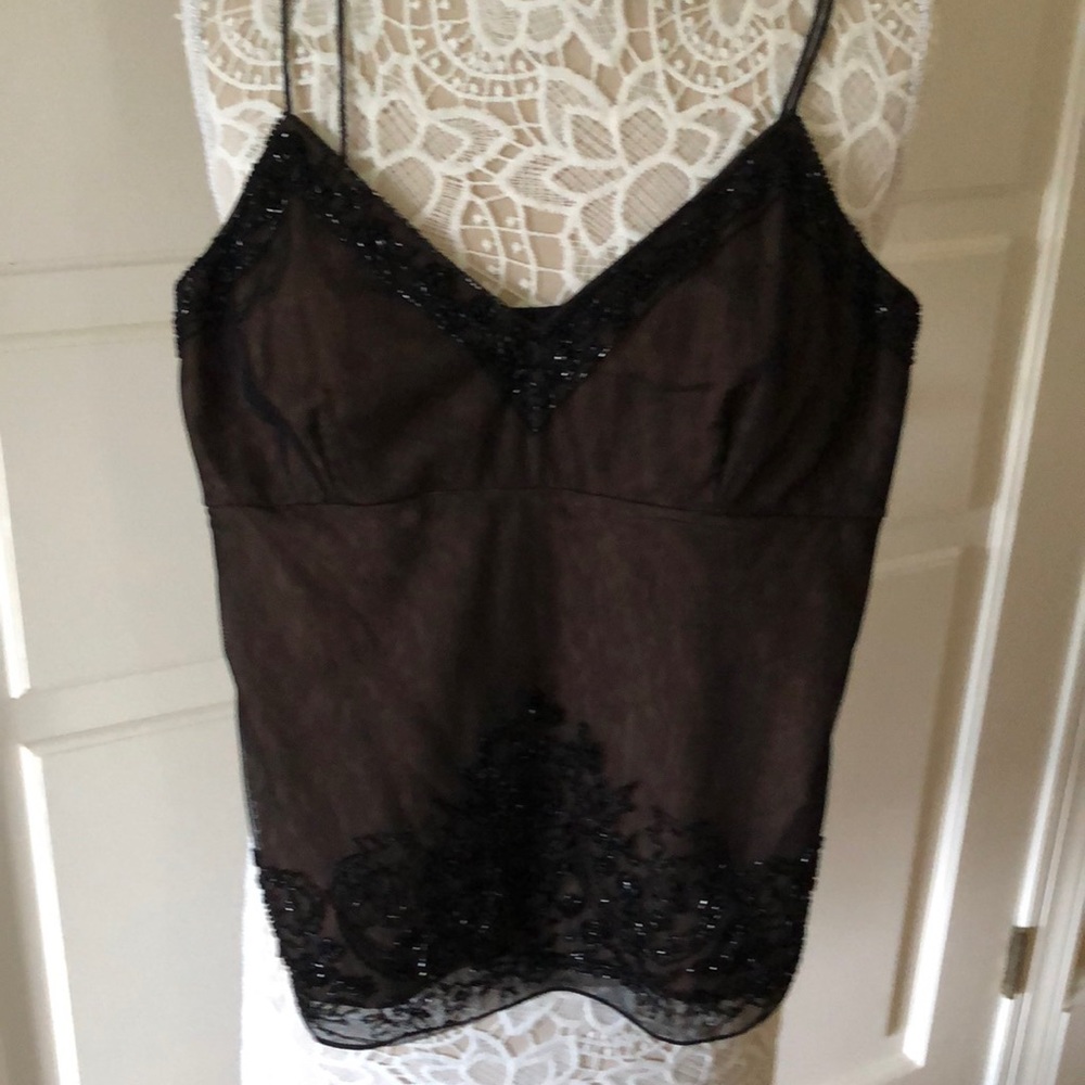 Chetta B beaded spaghetti strap top